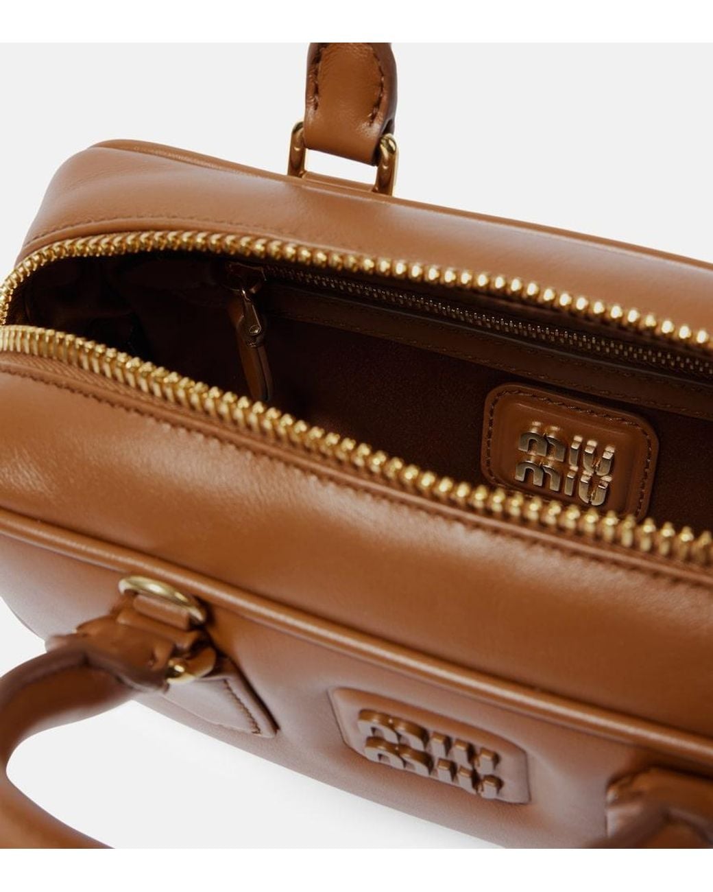 Miu Miu Brown Arcadie Small Leather Tote Bag