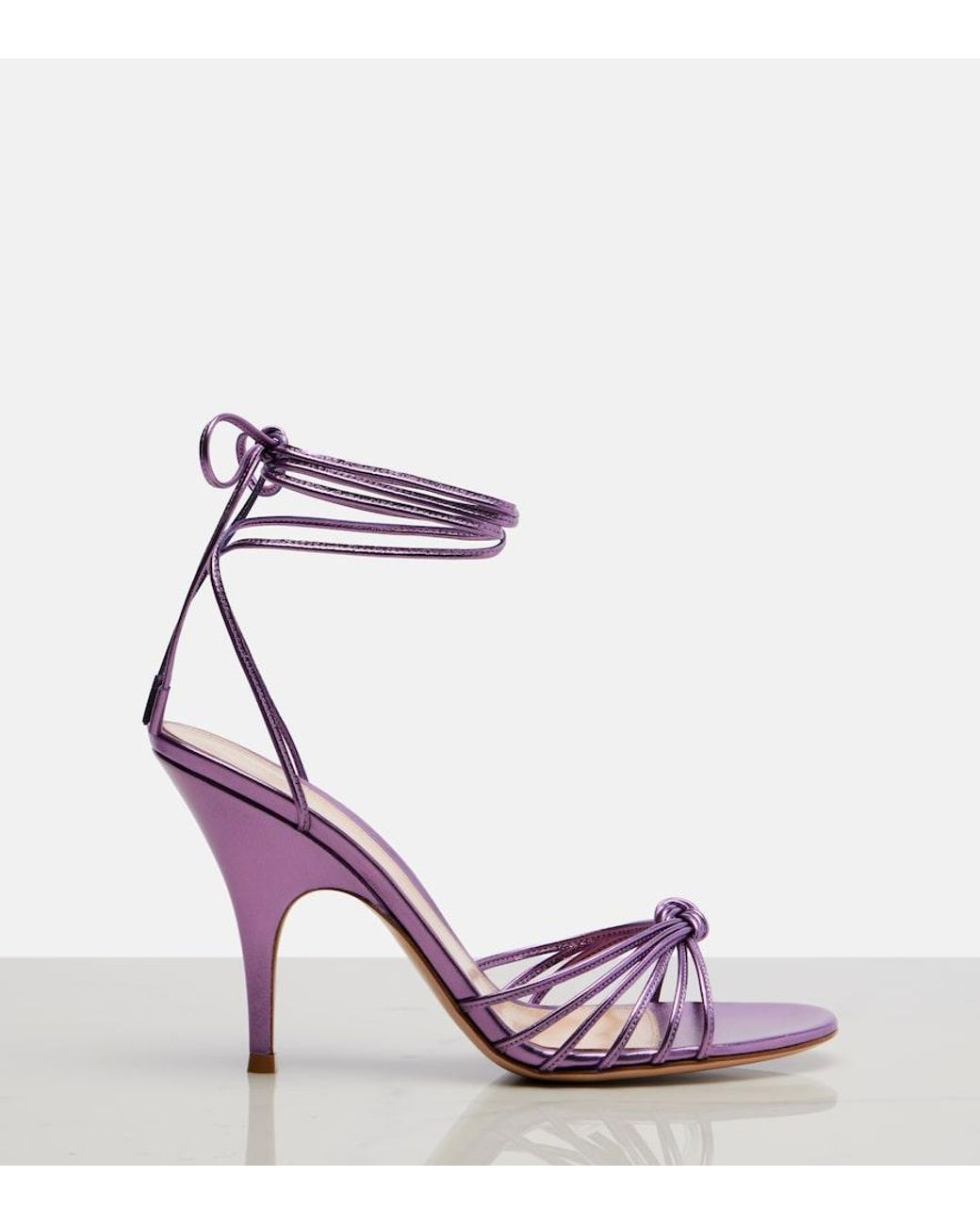 Gianvito Rossi Purple Metallic Leather Sandals