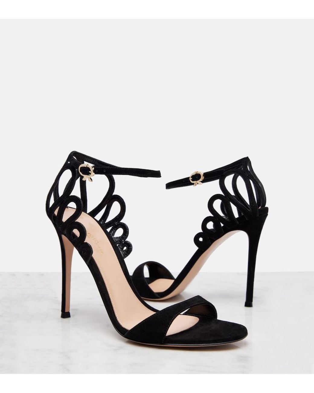 Gianvito Rossi Black 105 Suede Sandals