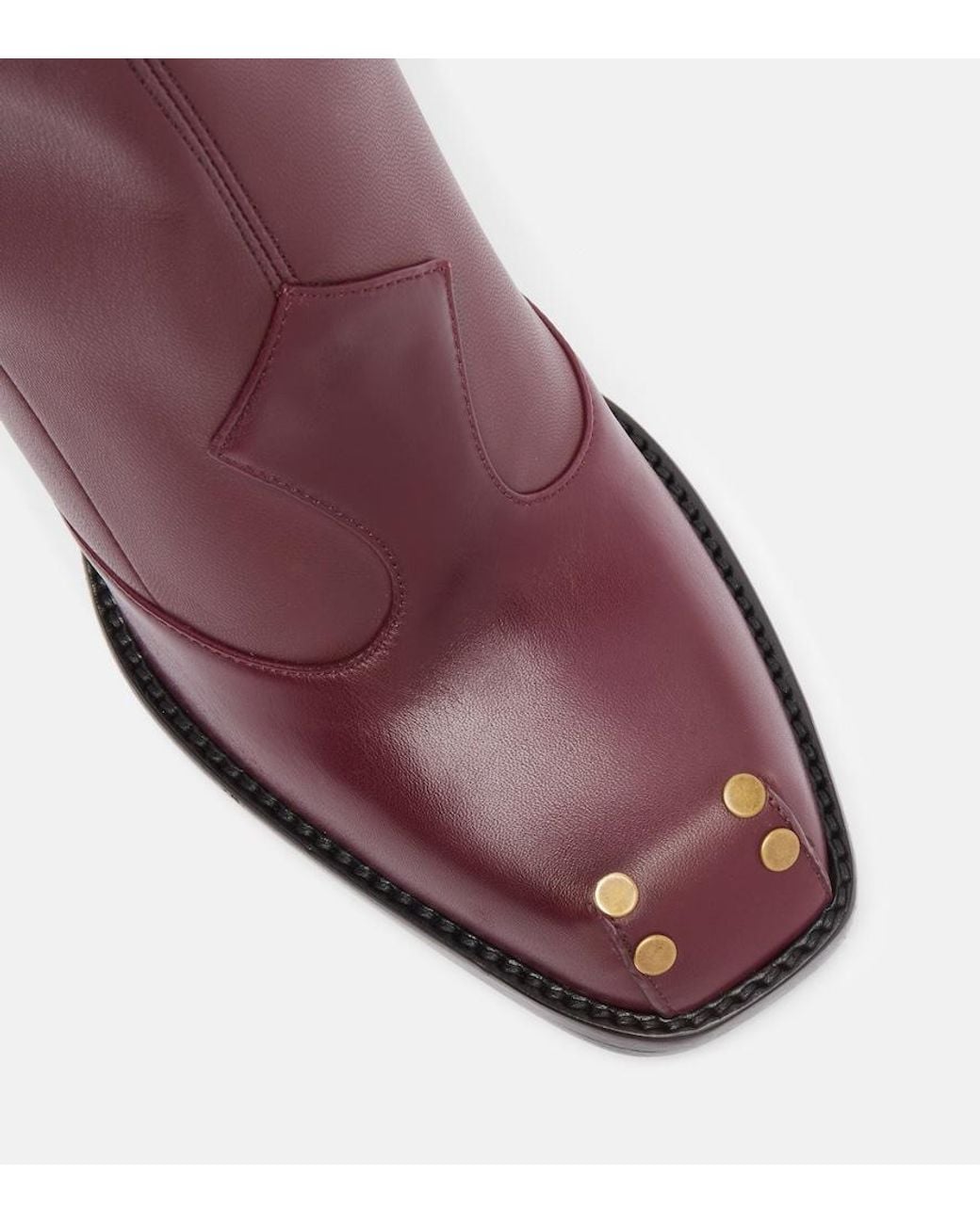 Etro Red Studded Leather Knee-High Boots