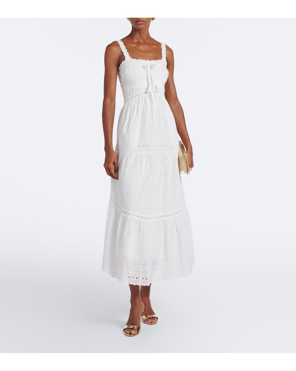 Ulla Johnson White Constance Broderie Anglaise Midi Dress