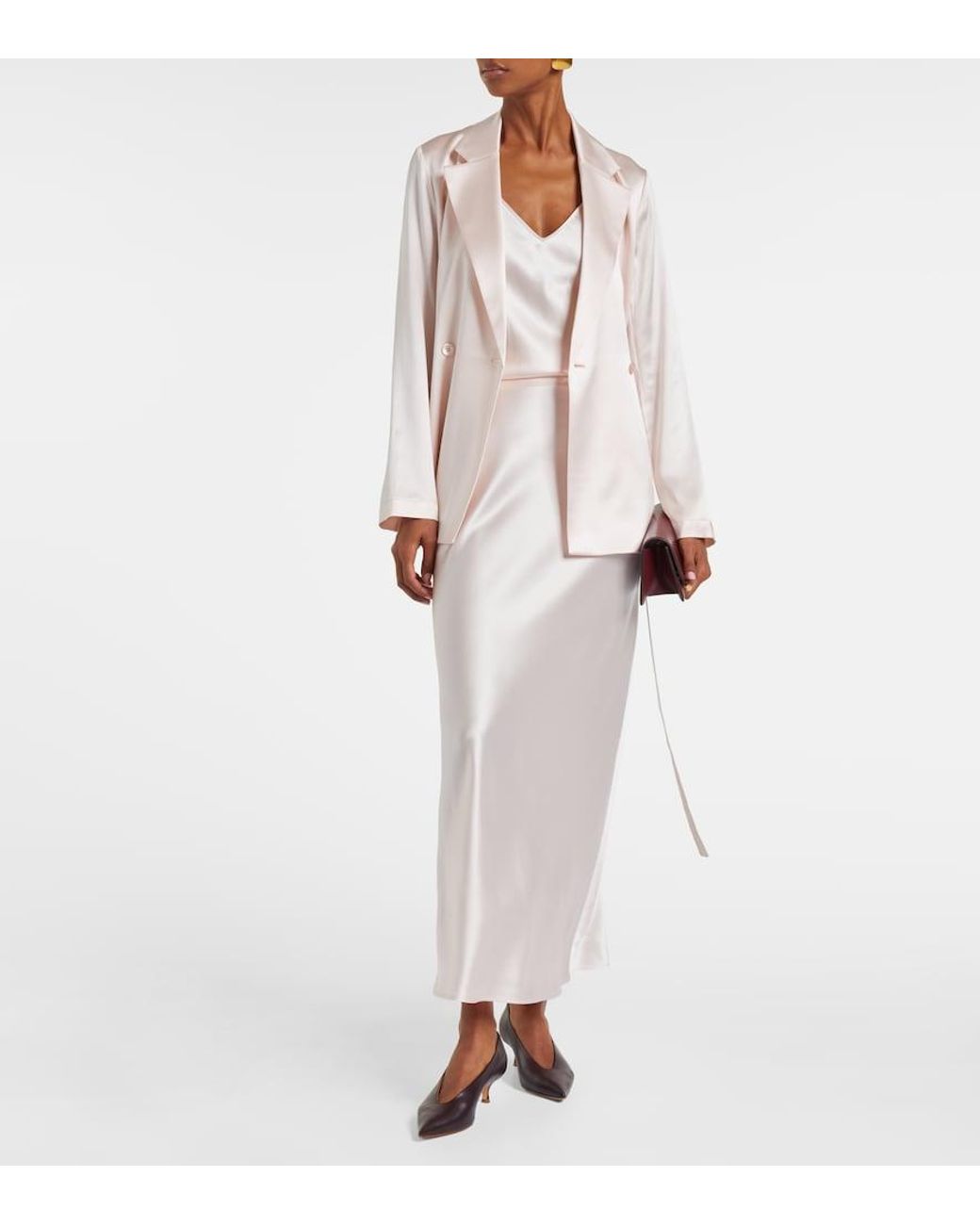 Joseph Pink Joubert Silk Satin Blazer