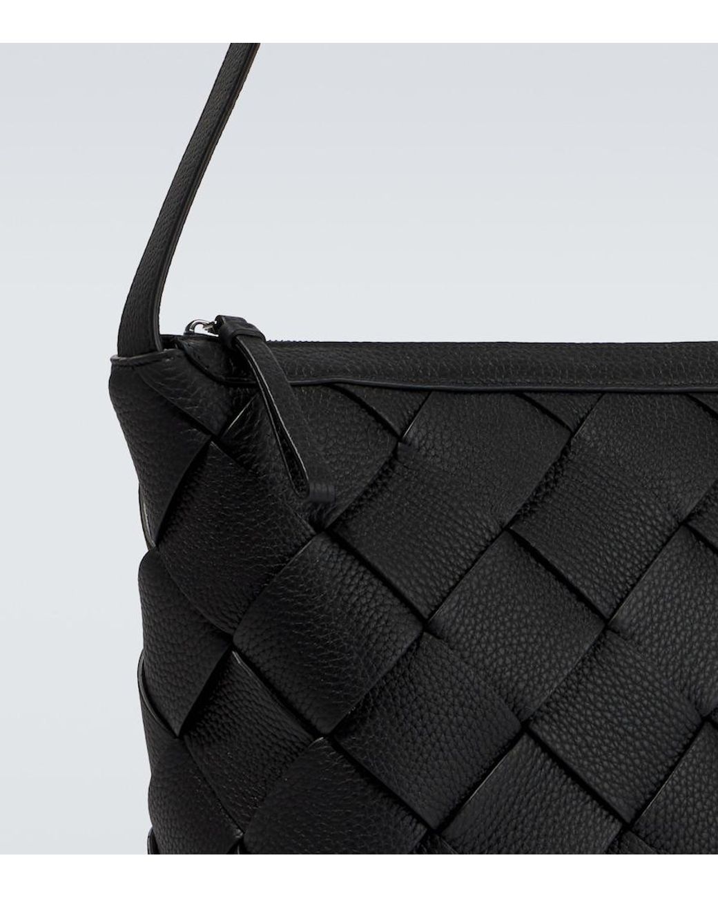 Bottega Veneta Black Diago Intreccio Leather Shoulder Bag for men