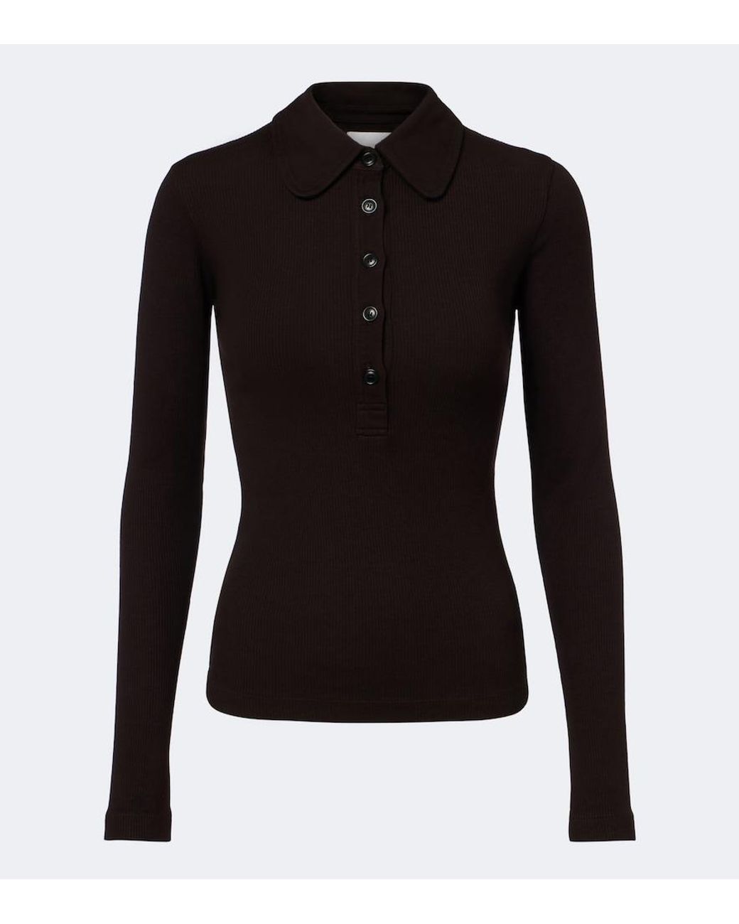 Citizens of Humanity Black Brea Ribbed-Knit Polo Shirt