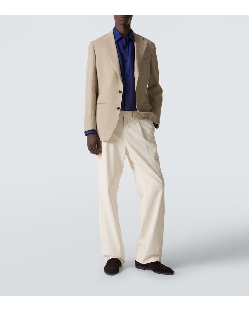 Charvet Blue Linen Shirt for men
