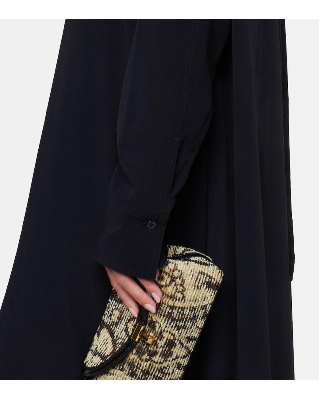 Totême Black Tie-Neck Maxi Dress