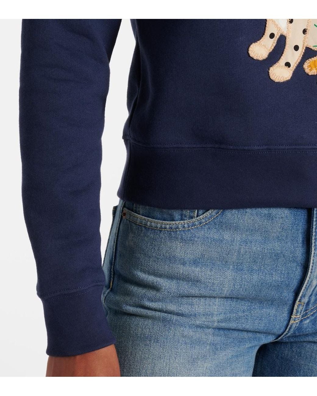 Valentino Garavani Blue Embroidered Cotton Jersey Sweatshirt