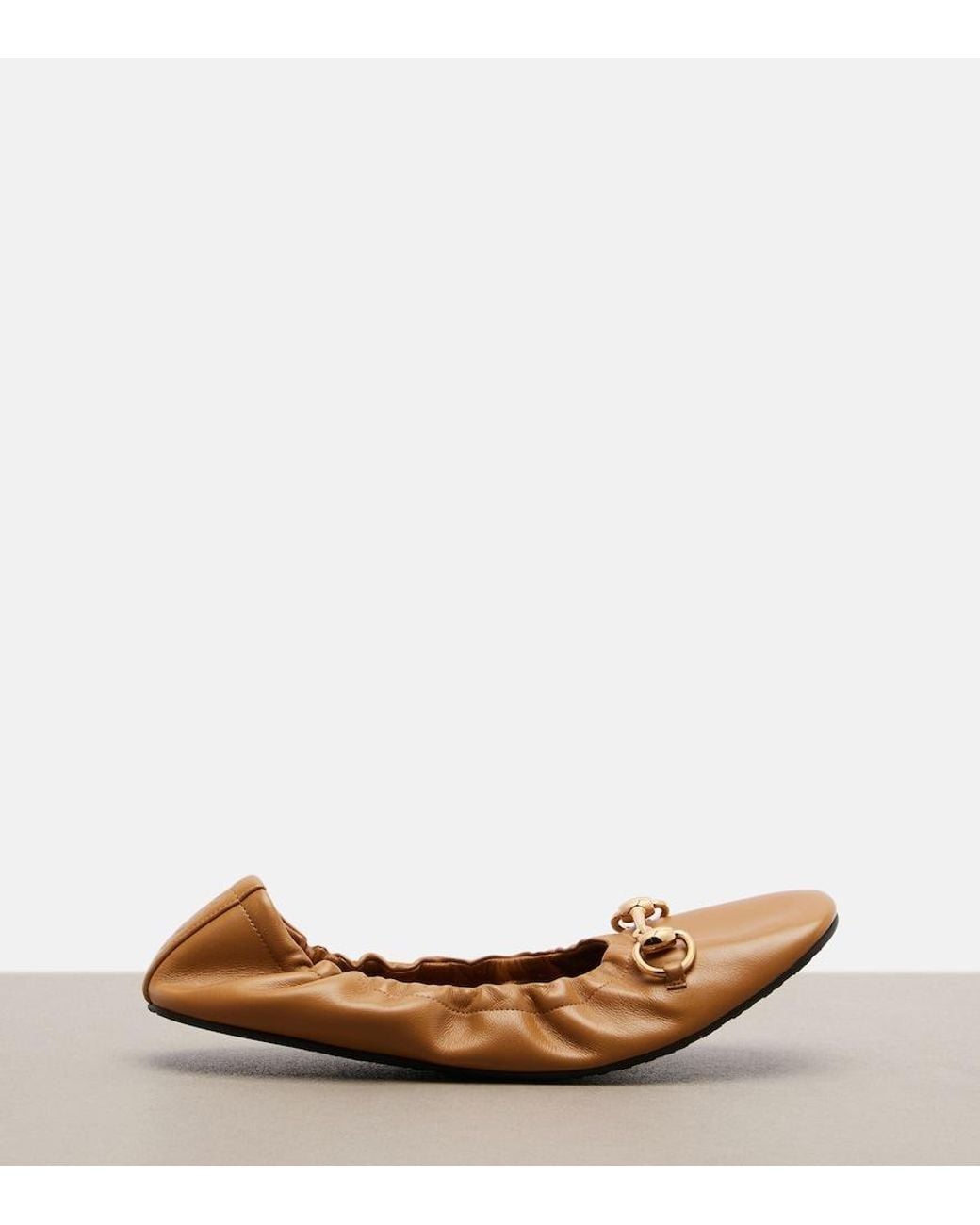 Gucci Brown Prima Horsebit Leather Ballet Flats