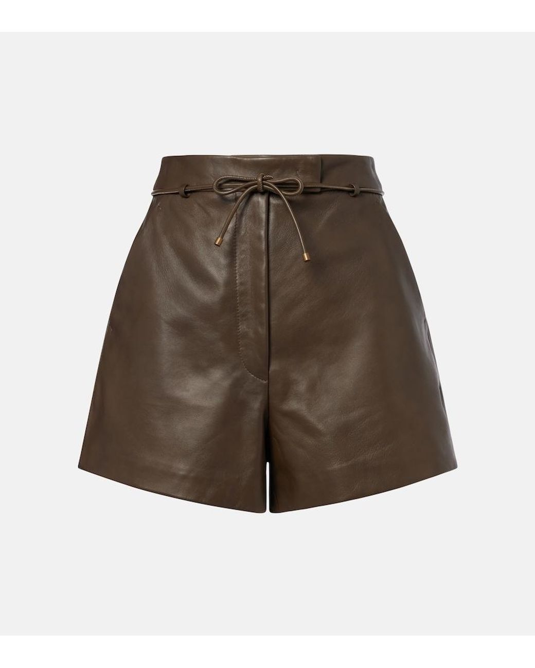 Max Mara Brown Leather Shorts