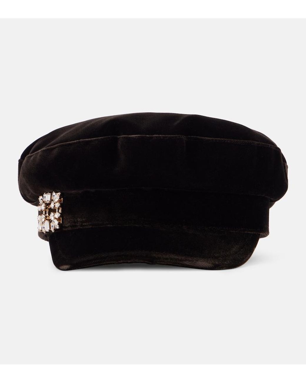 Roger Vivier Black Velvet Newsboy Cap