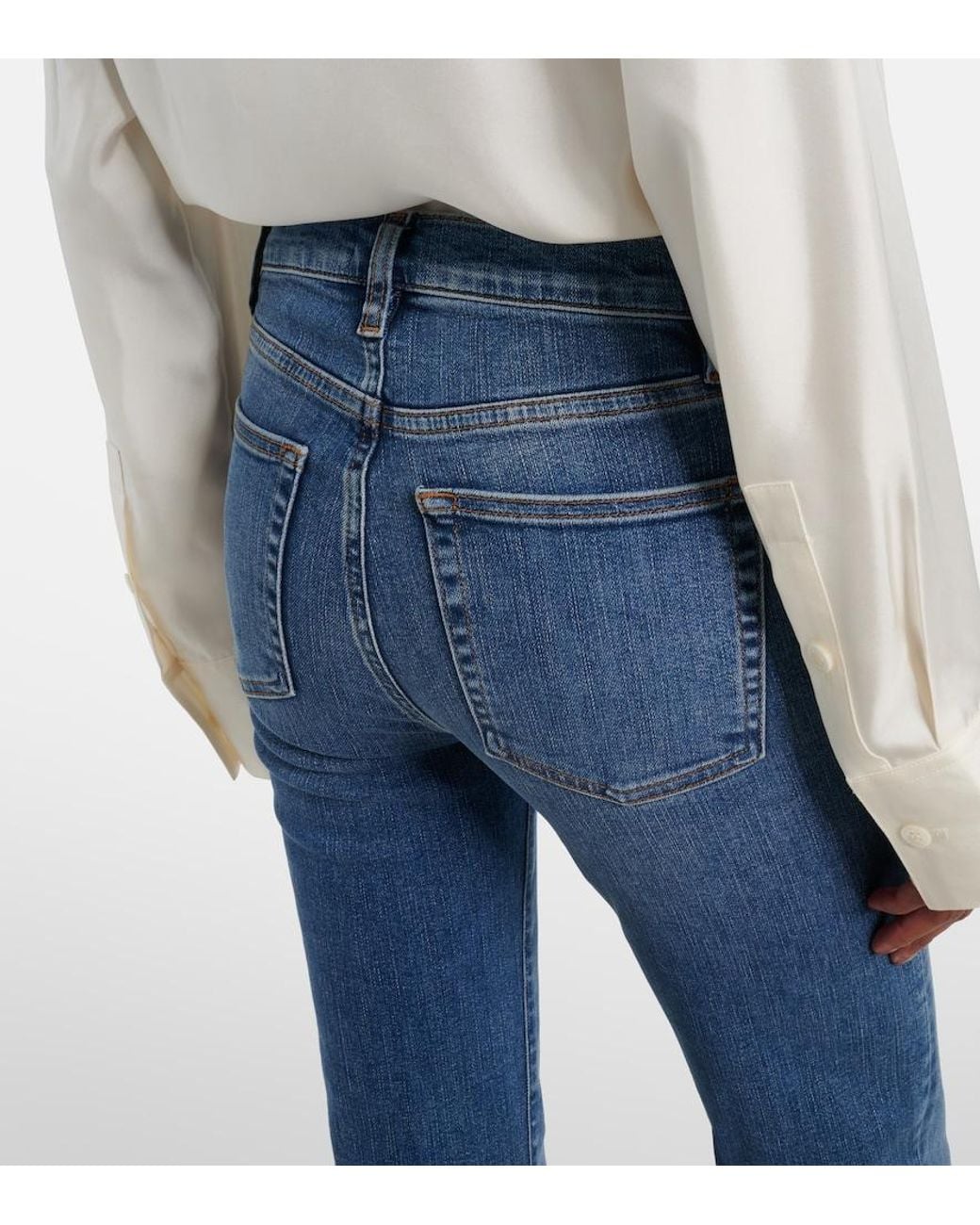 FRAME Blue Icon Long Mid-Rise Flared Jeans