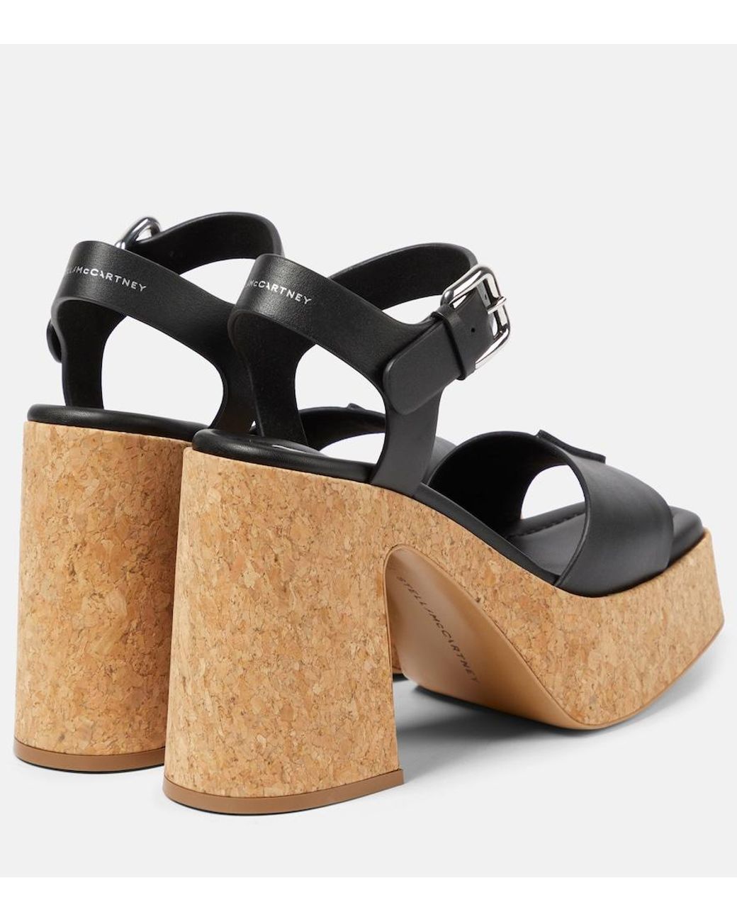 Stella McCartney Black Skyla Cork-Platform Sandals, Brand Size 38 Us