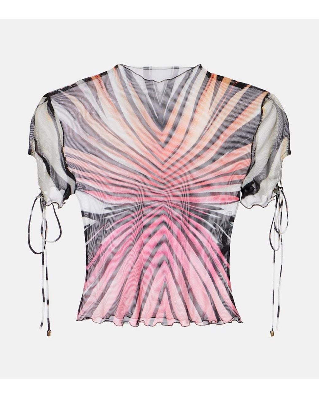 Roberto Cavalli Pink Printed Mesh Top