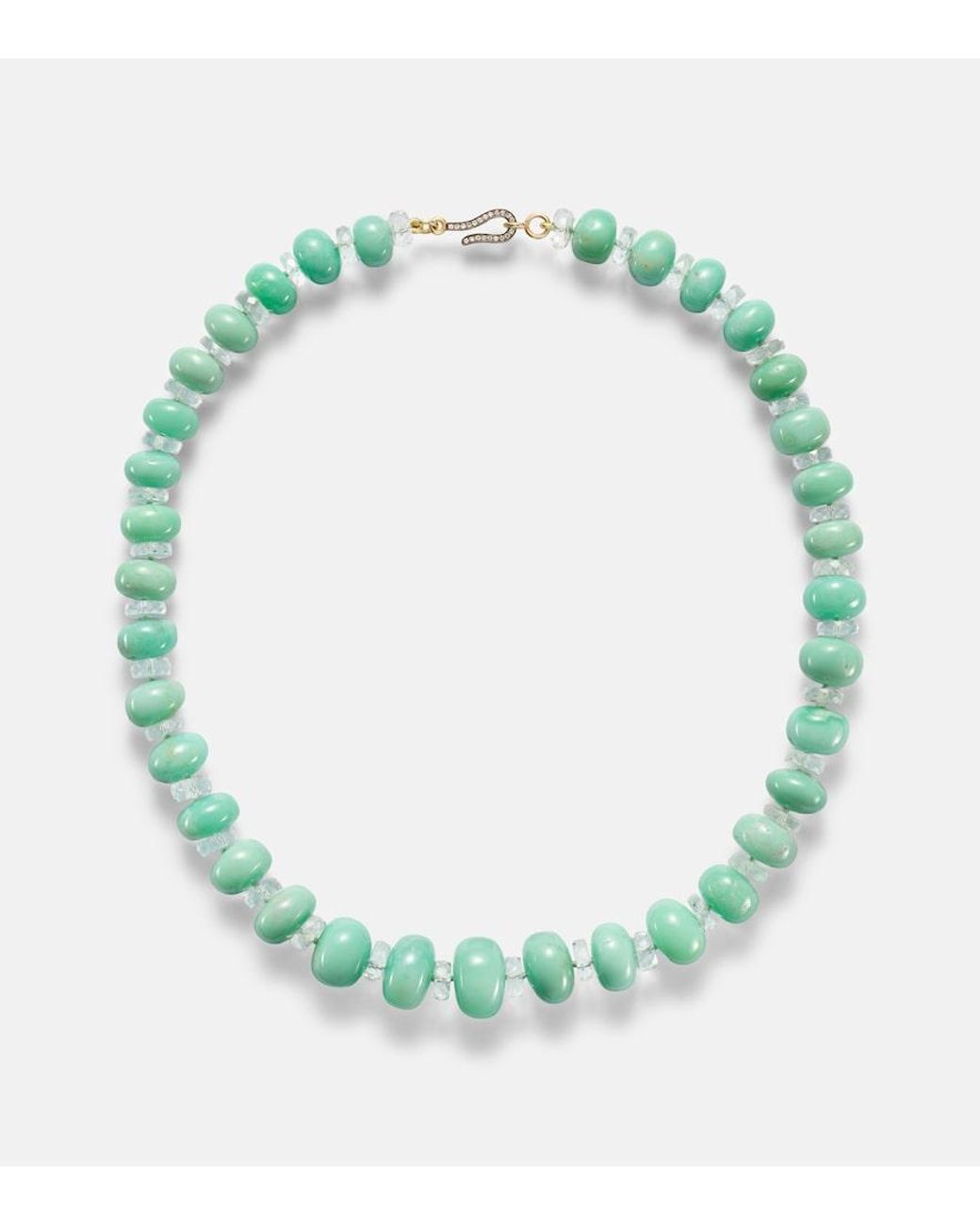 Ileana Makri Green Beaded Necklace With Chrysoprases, Topaz, And Diamonds