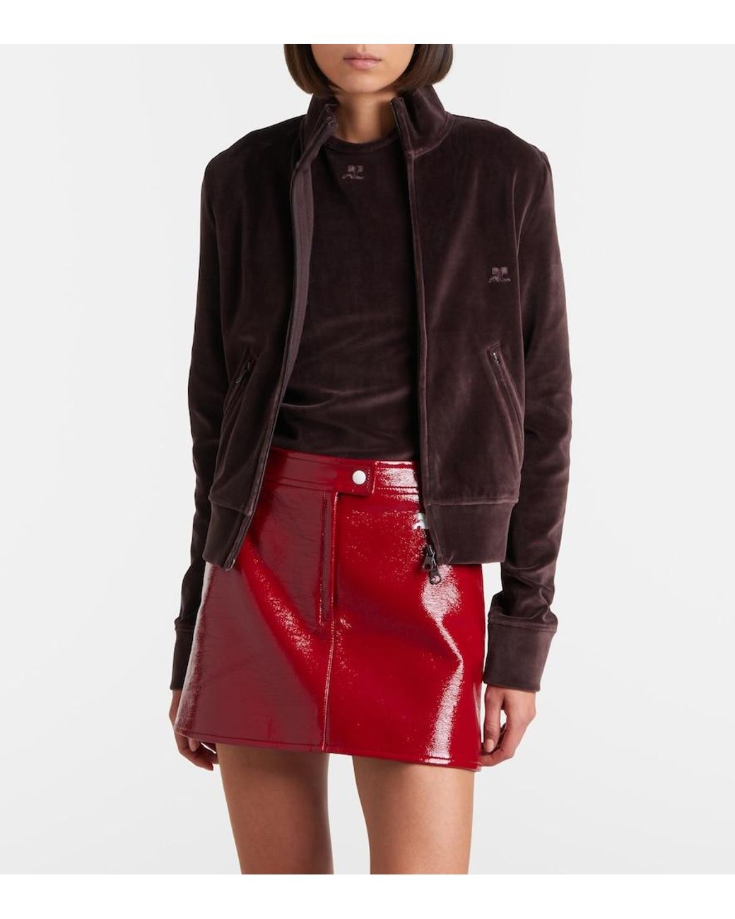Courreges Black Cotton-Blend Velvet Track Jacket