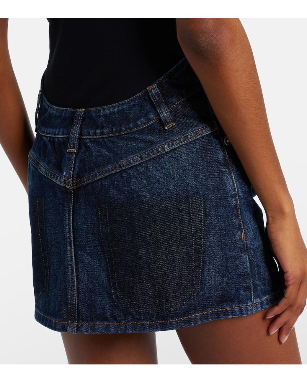 Jean Paul Gaultier Blue Curved Denim Miniskirt