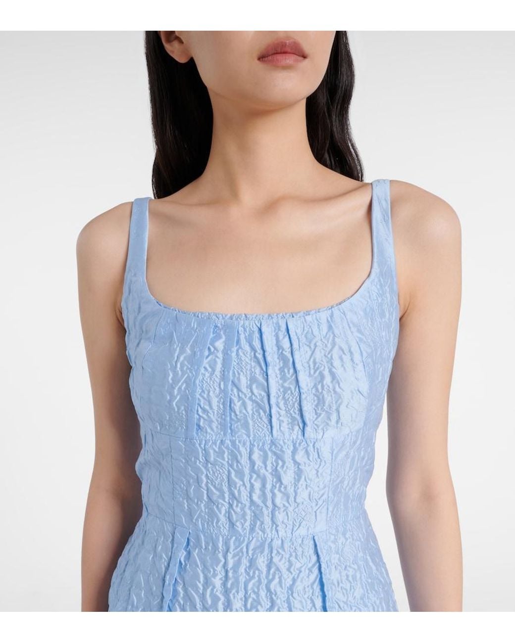 Emilia Wickstead Blue Sharon Seersucker Gown