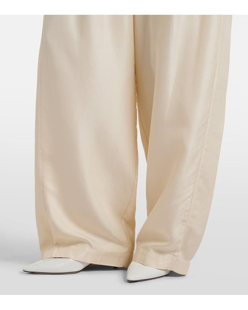 The Row Natural Kolina Silk Wide-Leg Pants