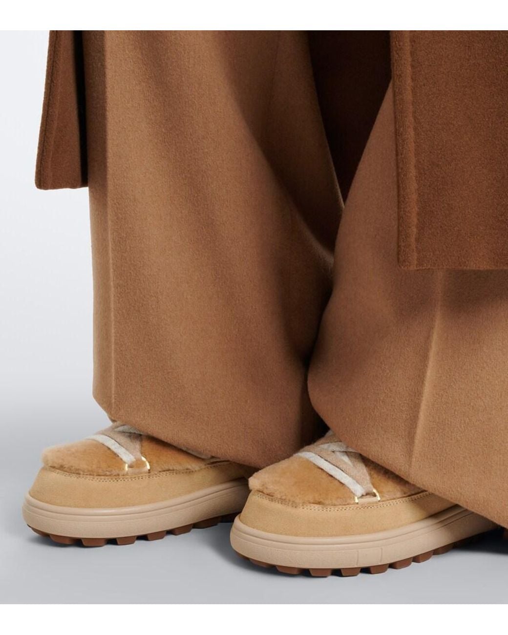 Bogner Natural Chamonix Shearling And Suede Snow Boots