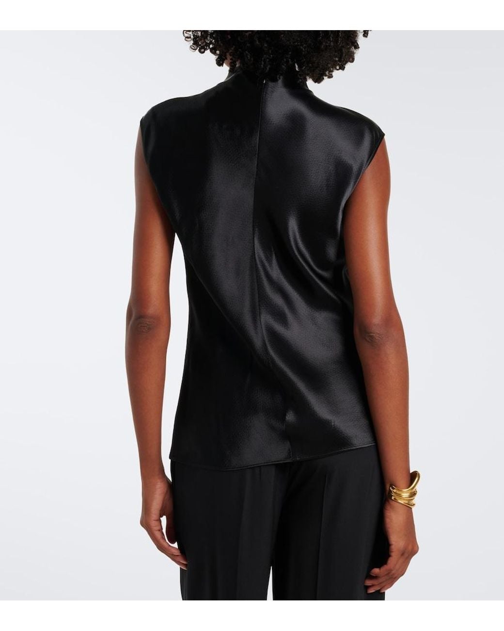FFORME Black Rhea Satin Top
