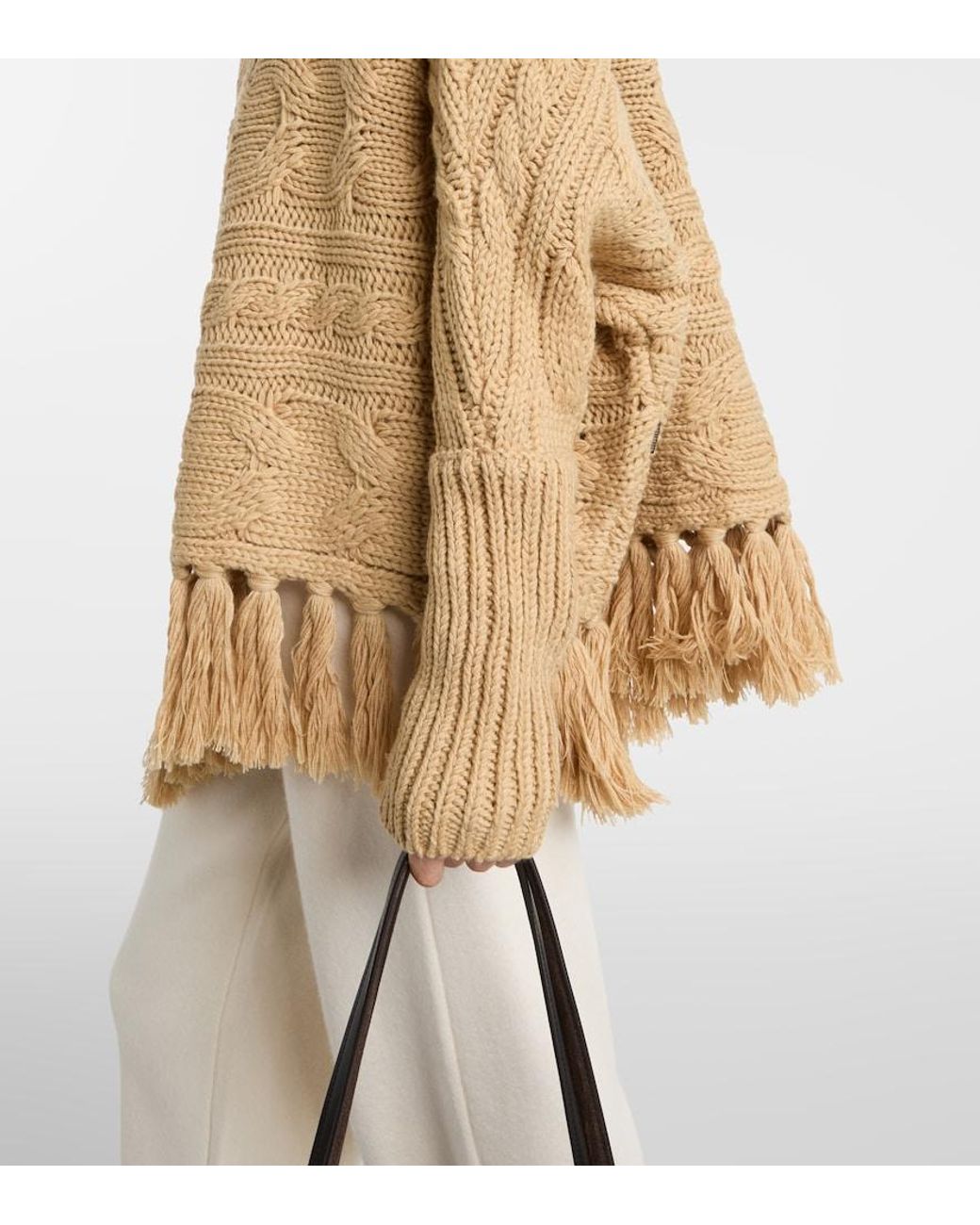Goldbergh Natural Asymmetric Turtleneck Wool-Blend Sweater