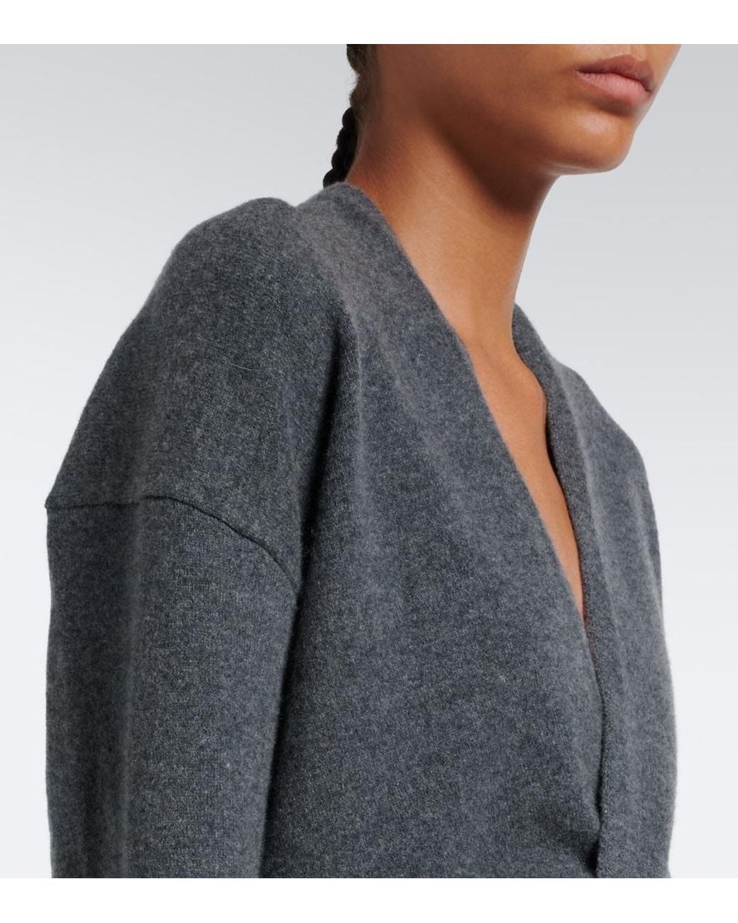 Extreme Cashmere Gray N°516 Ella Cashmere-Blend Wrap Cardigan