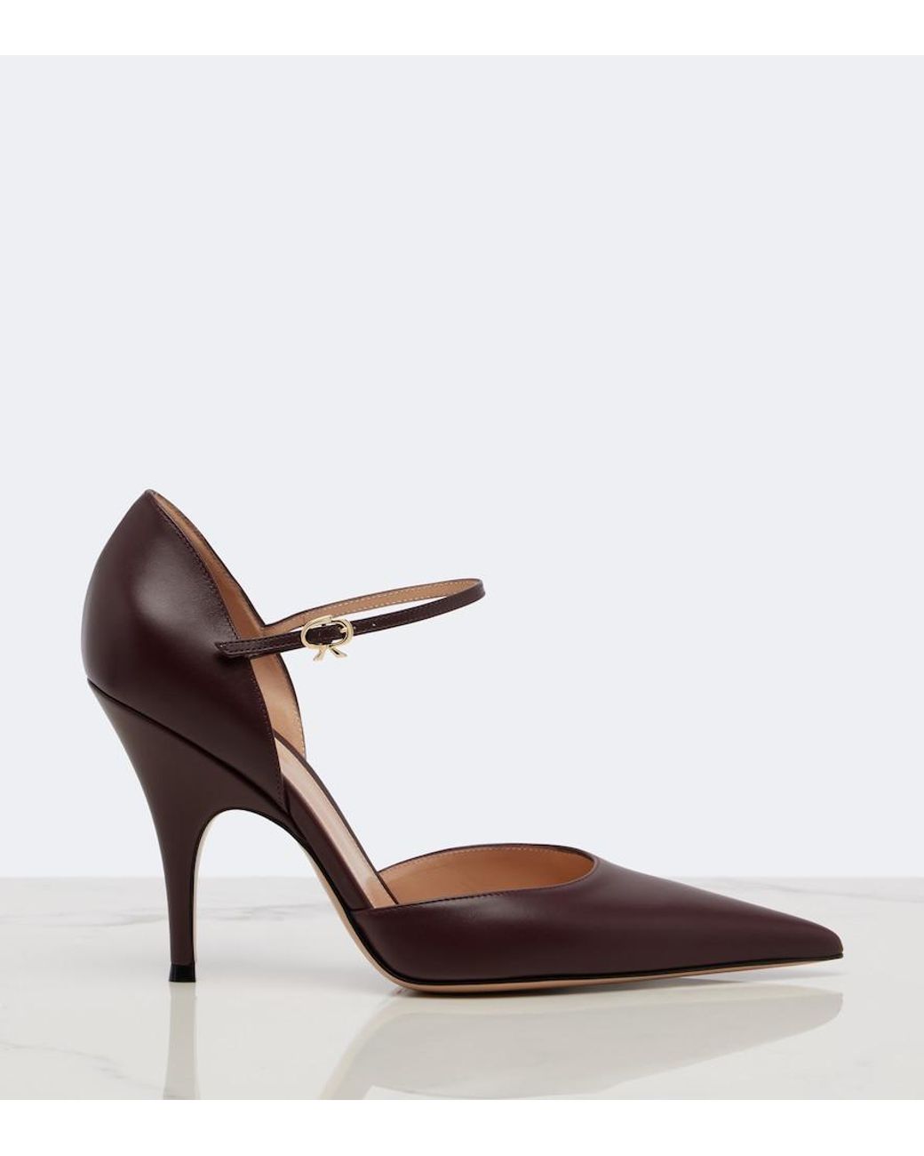 Gianvito Rossi Brown Sofia D'Orsay Leather Pumps