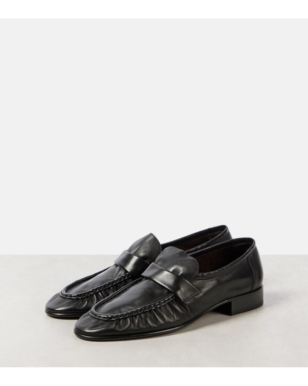 The Row Black Soft Leather Loafers