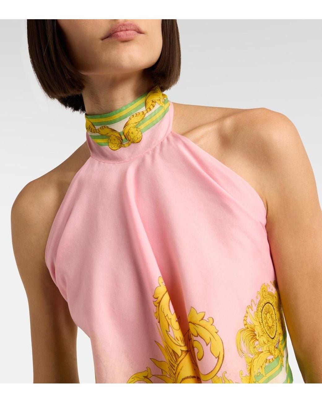 Versace Multicolor Printed Cotton And Silk Voile Top