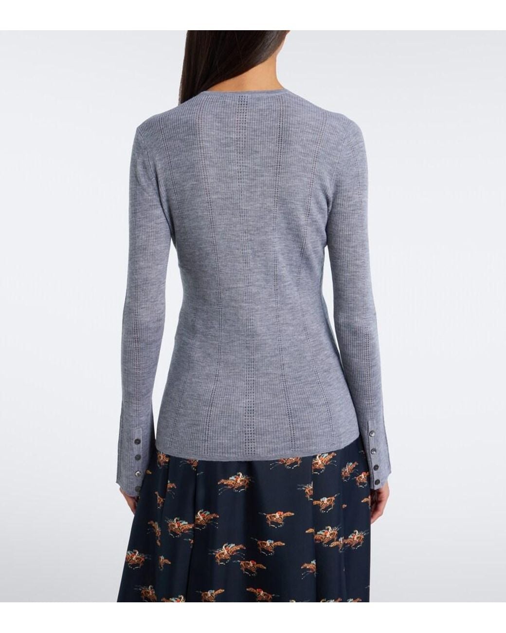 Gabriela Hearst Blue Olea Pointelle Wool Henley Shirt