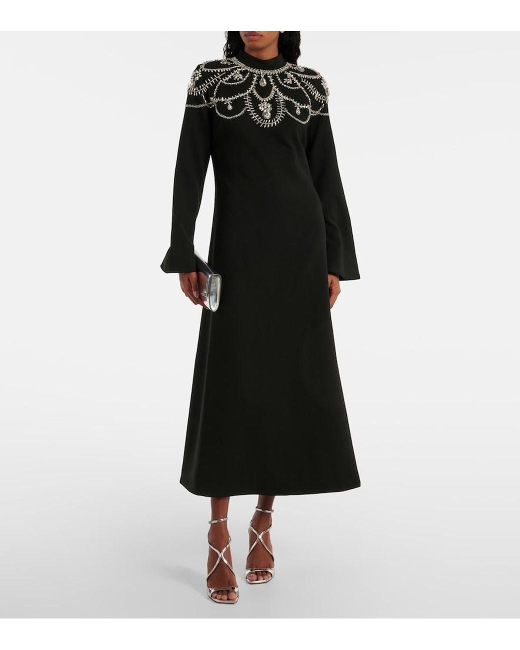 Jonathan Simkhai Black Odetta Embellished Midi Dress