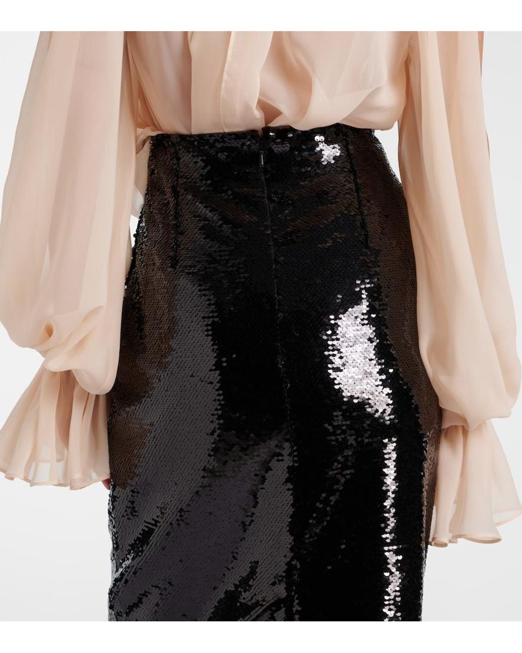 Simone Rocha Black Sequined Pencil Skirt