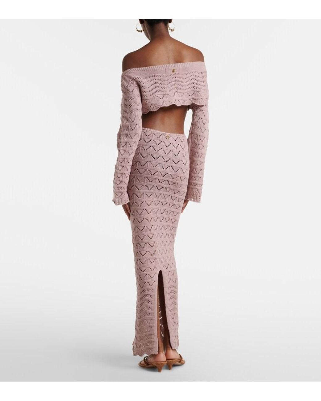 Bananhot Pink Helena Open-Knit Cotton-Blend Maxi Skirt