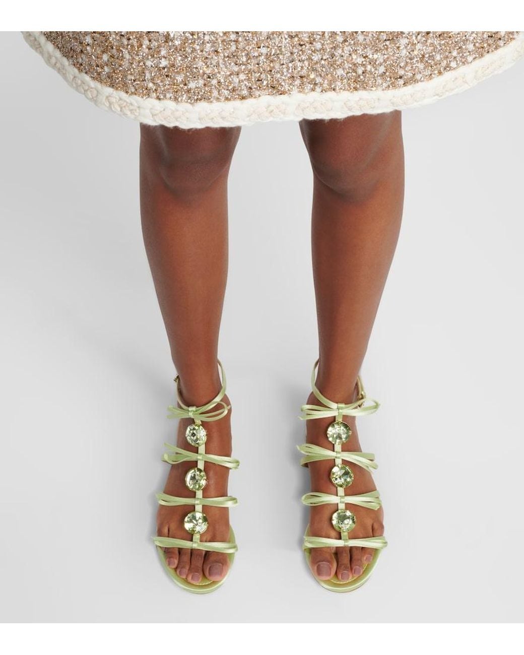 Giambattista Valli Metallic Embellished Satin Sandals