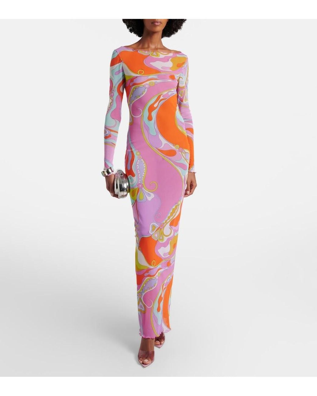 Emilio Pucci Pink Orchidee Sheer Tulle Maxi Dress