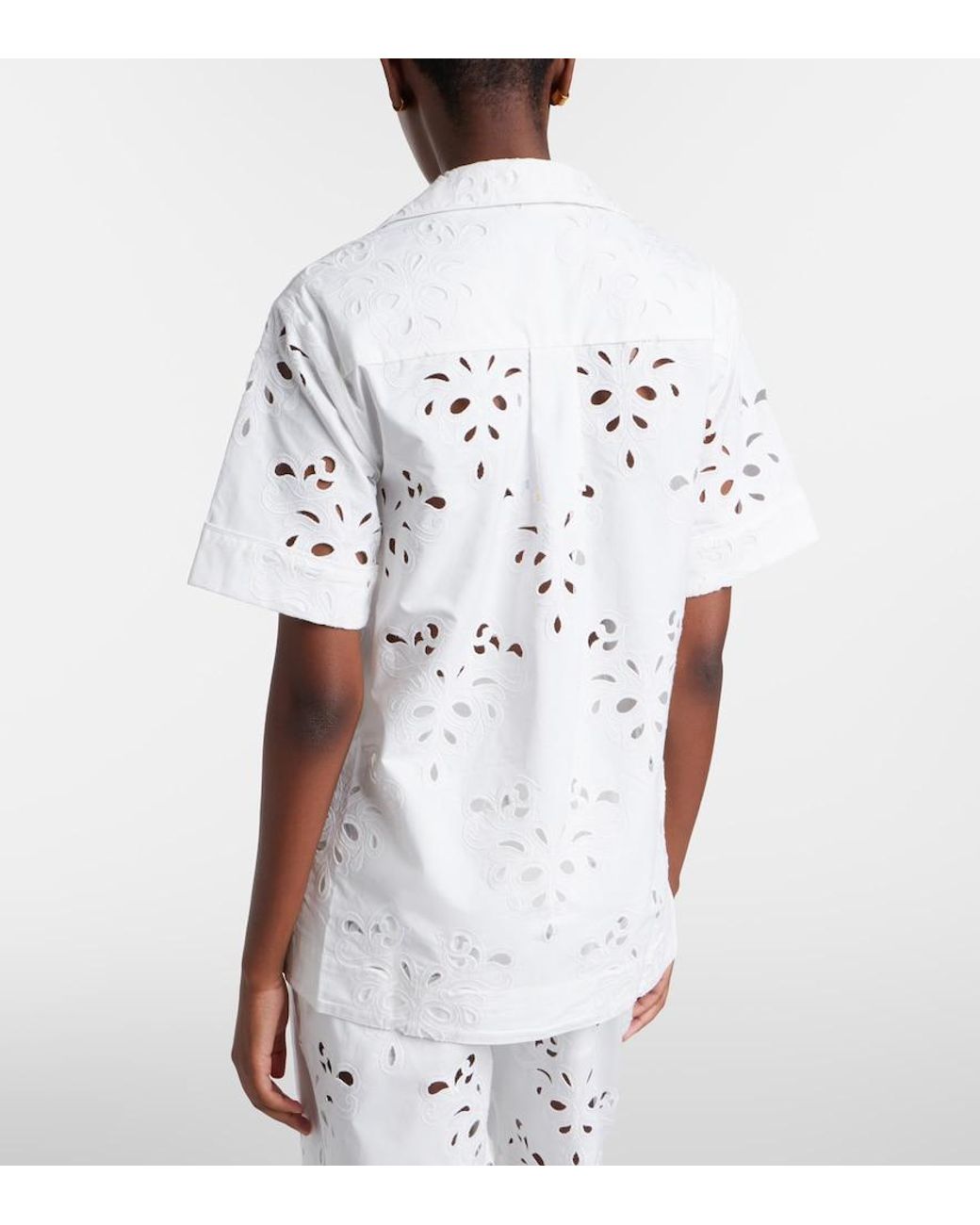 Rebecca Vallance White Artesan Broderie Anglaise Cotton-Blend Shirt