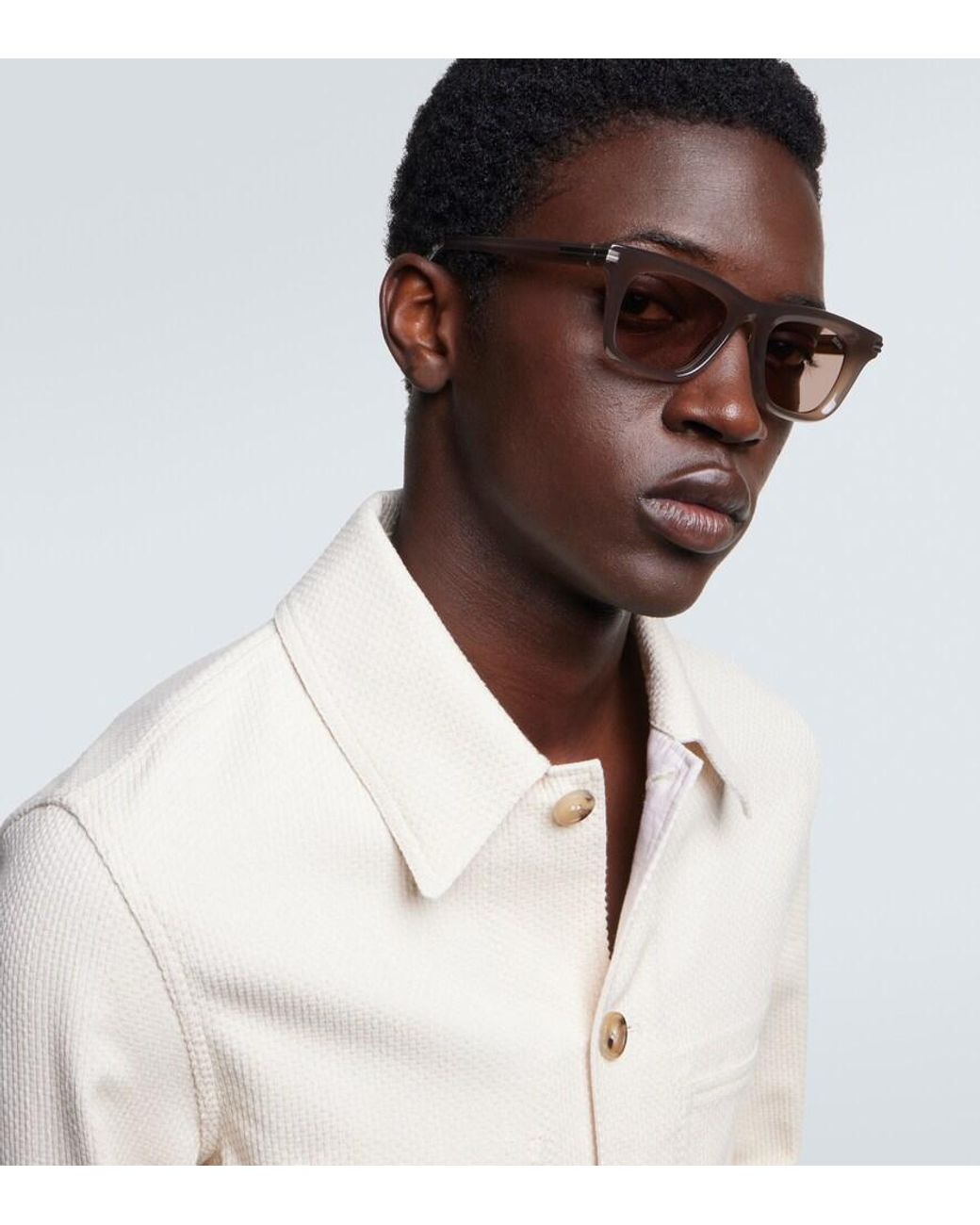 Zegna Brown Rectangular Sunglasses for men