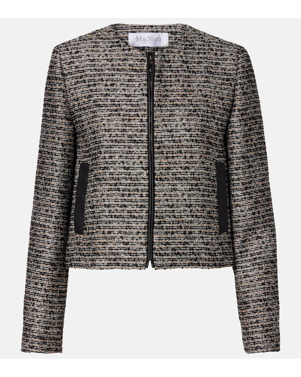 Max Mara Black Volume Tweed Jacket