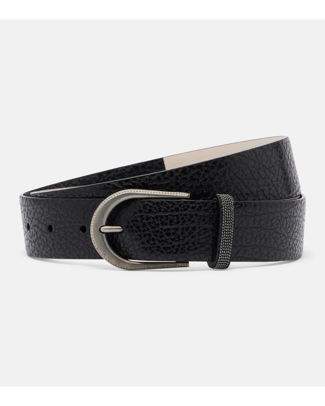 Brunello Cucinelli Black Monili Leather Belt