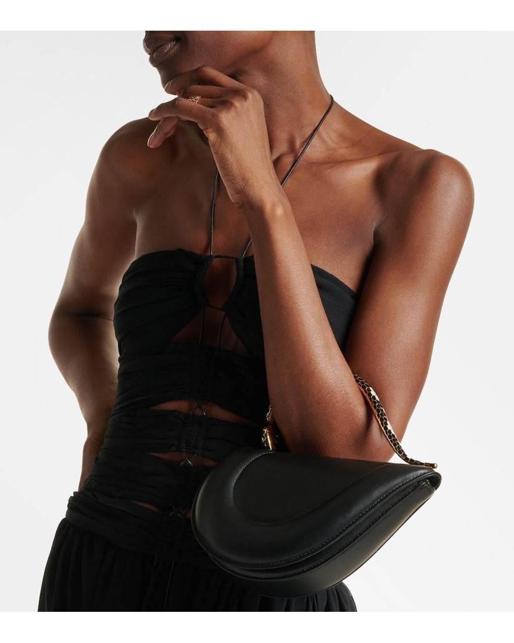 BVLGARI Black Serpenti Cuore 1968 Leather Top-Handle Bag