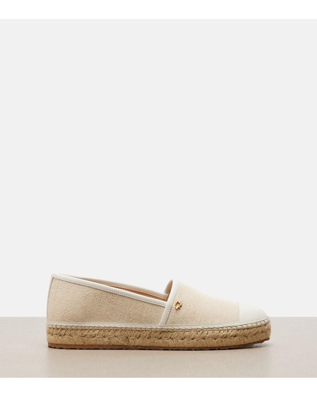 Gianvito Rossi Natural Leather-Trimmed Canvas Espadrilles