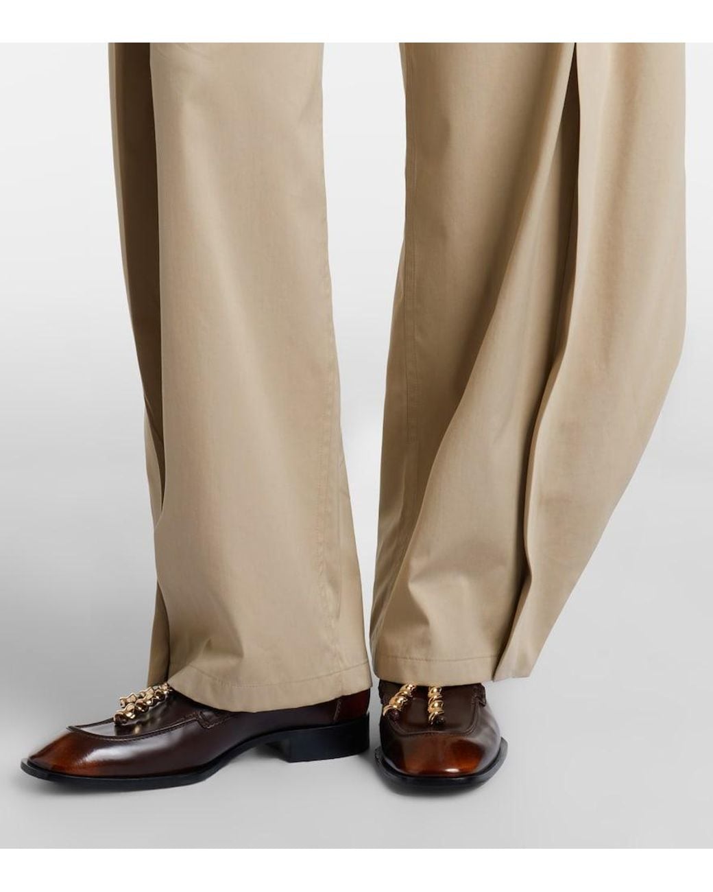 Loewe Natural Cotton And Silk Gabardine Wide-Leg Pants