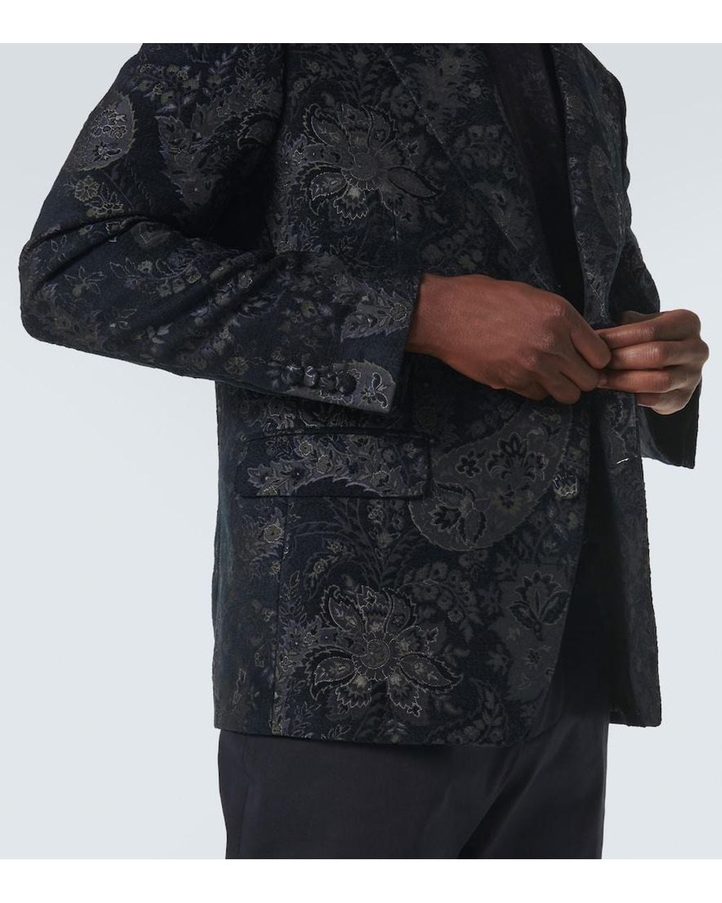 Etro Blue Jacquard Velvet Blazer for men