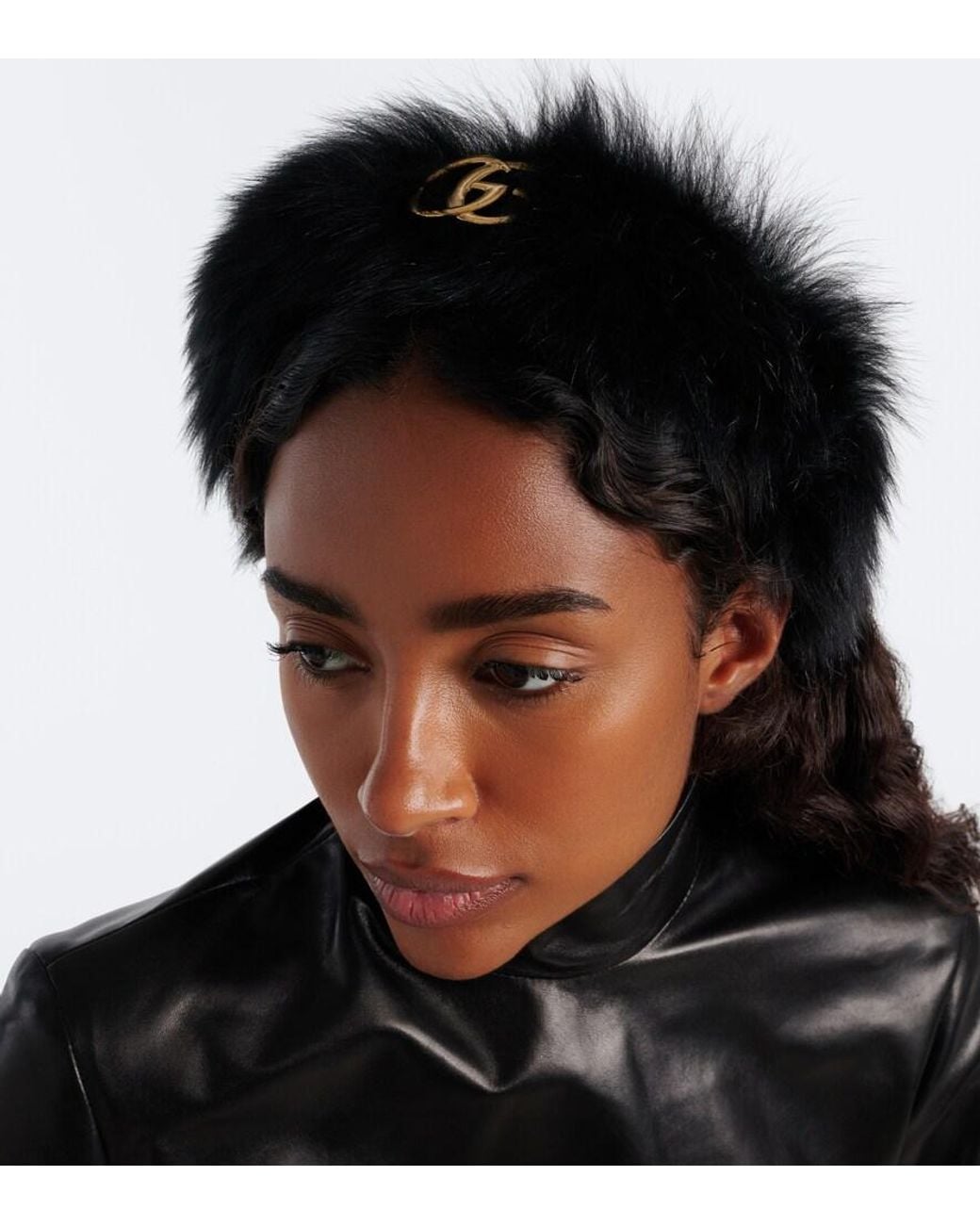 Gucci Black Double G Shearling Headband