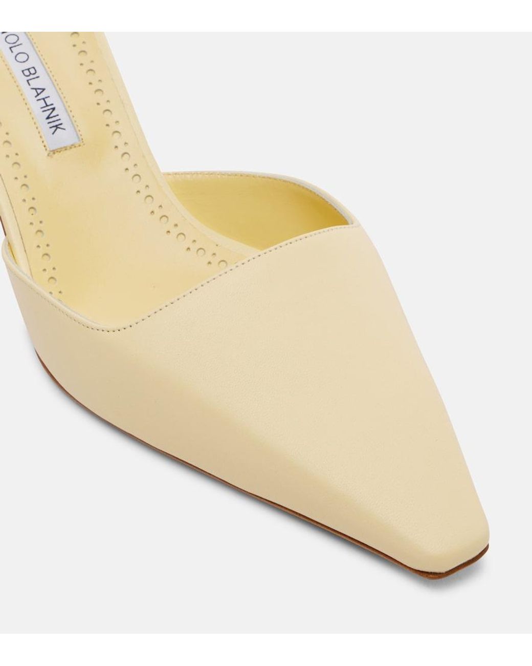 Manolo Blahnik Natural Moiramu Leather Mules