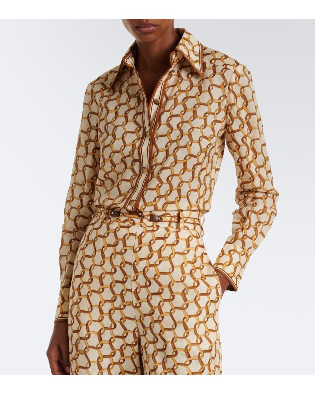 Zimmermann Natural Printed Ramie Shirt