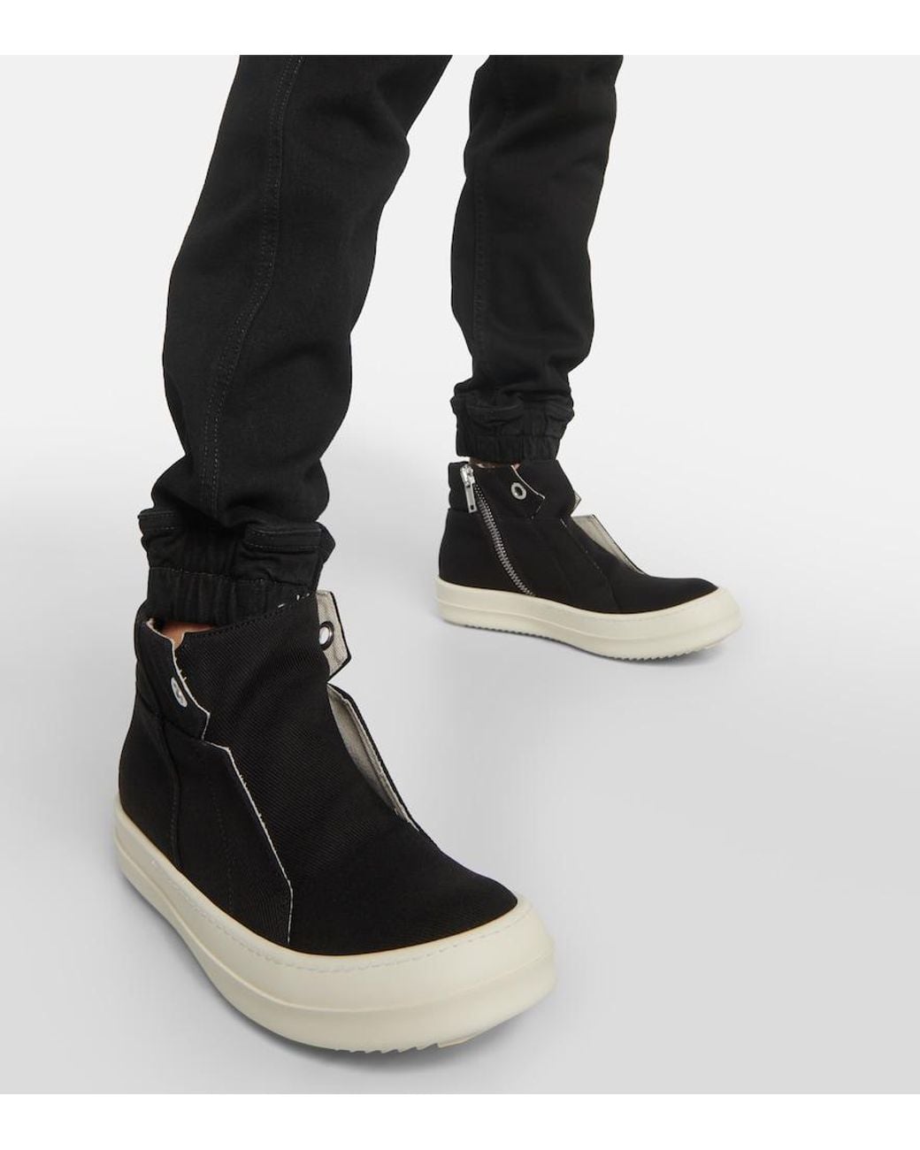 Rick Owens Black Dunk Denim High-Top Sneakers