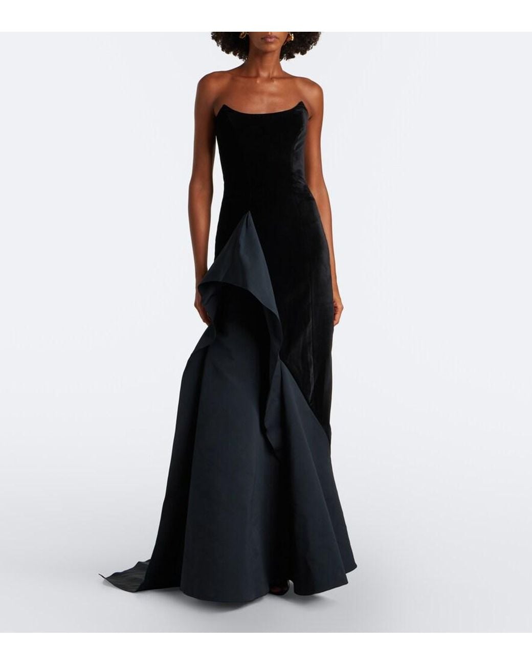 Safiyaa Black Fianne Velvet And Faille Corset Gown