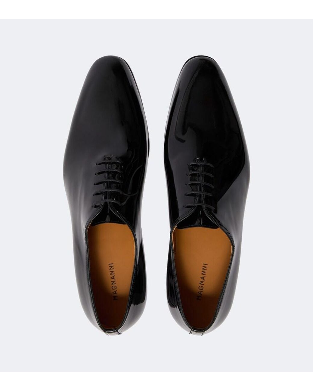 Magnanni Shoes Black Fleur Patent Leather Oxford Shoes for men