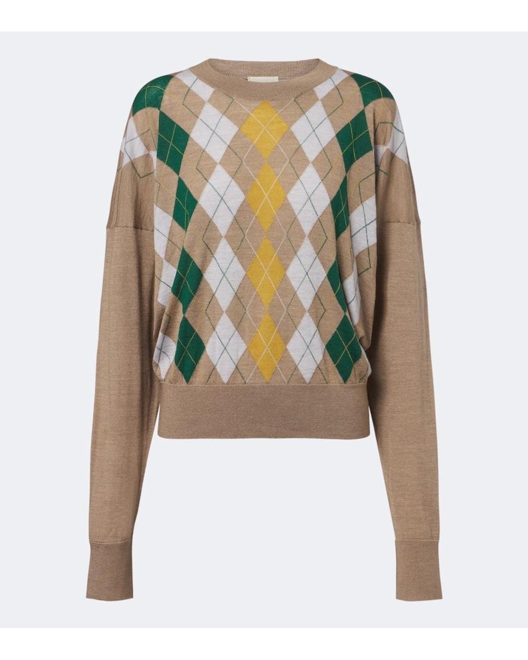 Khaite Green Tammy Wool And Silk Argyle Sweater